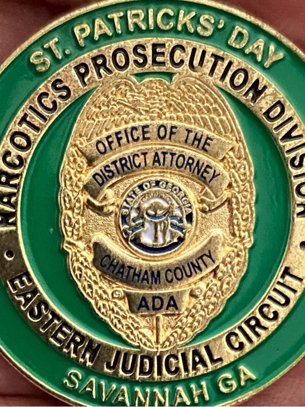 St. Patrick's Day Narcotics Prosecution Division Pin Green & Gold